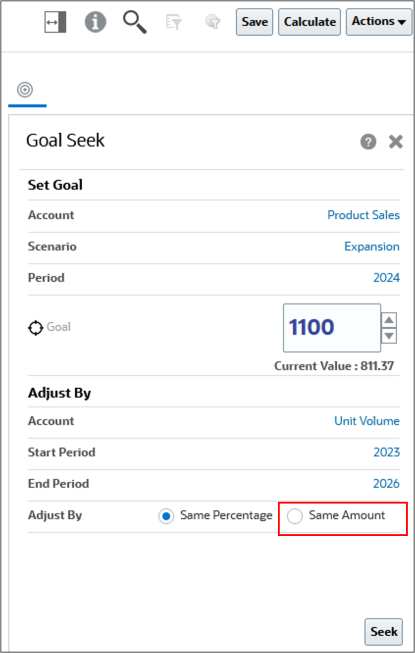 Goal Seek Same Amount Highlighted